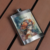 Levendige Waterverf Dia de los Muertos Catrina Flacon