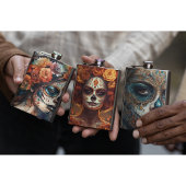 Levendige Waterverf Dia de los Muertos Catrina Heupfles