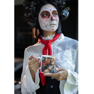 Levendige Waterverf Dia de los Muertos Catrina Koffiemok