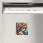 Levendige Waterverf Dia de los Muertos Catrina Magneet (Insitu (Vaatwasser))