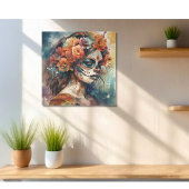 Levendige Waterverf Dia de los Muertos Catrina Poster