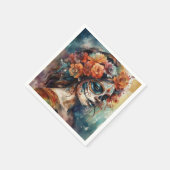 Levendige Waterverf Dia de los Muertos Catrina Servet (Hoek)