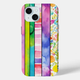 Levendige Waterverf Digitale Papers voor iPhone 15 Case