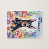 Levendige waterverf Dobermann huisdier Legpuzzel (Horizontaal)