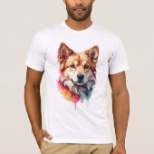 Levendige Waterverf Dog Loyal Companion Art T-shirt (Voorkant)
