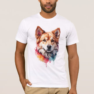 Levendige Waterverf Dog Loyal Companion Art T-shirt