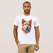 Levendige Waterverf Dog Loyal Companion Art T-shirt (Voorkant volledig)
