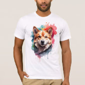 Levendige Waterverf Dog Loyal Companion Art T-shirt (Voorkant)
