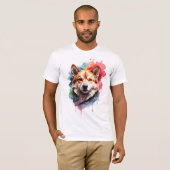 Levendige Waterverf Dog Loyal Companion Art T-shirt (Voorkant volledig)