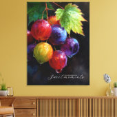 Levendige waterverf druiven en dauwdruppels canvas afdruk (Insitu (Woonkamer))