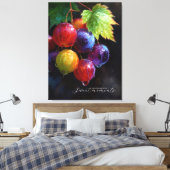 Levendige waterverf druiven en dauwdruppels canvas afdruk (Insitu (Slaapkamer))