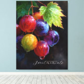 Levendige waterverf druiven en dauwdruppels canvas afdruk (Insitu (Houten vloer))