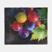 Levendige Waterverf Druiven en Dauwdruppels Fleece Deken (Voorkant (Horizontaal))