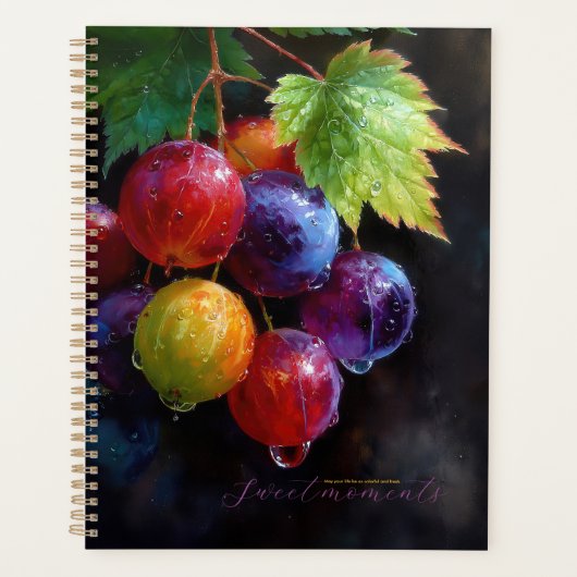 Levendige Waterverf Druiven en Dauwdruppels Planner (Voorkant)
