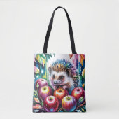 Levendige waterverf egel met herfst appels tote bag (Voorkant)