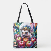 Levendige waterverf egel met herfst appels tote bag (Achterkant)