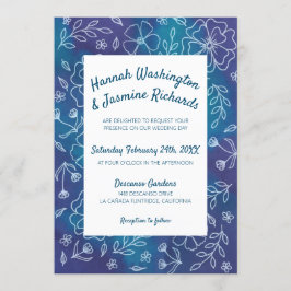 Levendige Waterverf en Floral Invites Kaart