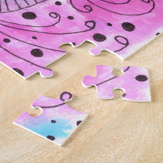 Levendige Waterverf en Ink Doodle Blossoms Legpuzzel (Zijkant)