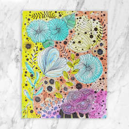 Levendige Waterverf en Ink Doodle Blossoms Legpuzzel