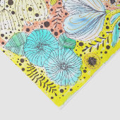 Levendige Waterverf en Ink Doodle Blossoms Tissuepapier (Detail)