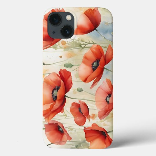 Levendige Waterverf Field of Wild Poppies in Fiery Case-Mate iPhone Case (Achterkant)