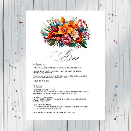 Levendige Waterverf Floral Fiesta bruiloft Menu