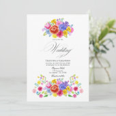 Levendige Waterverf Floral Fiesta Wedding Design Kaart (Staand voorkant)