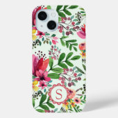 Levendige Waterverf Floral  Monogram Case-Mate iPhone Case (Achterkant)