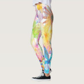 Levendige Waterverf Floral Symphony Leggings (Links)