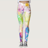 Levendige Waterverf Floral Symphony Leggings (Voorkant)