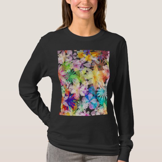 Levendige Waterverf Floral Symphony T-shirt (Voorkant)