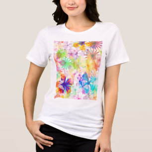 Levendige Waterverf Floral Symphony Tri-Blend Shirt