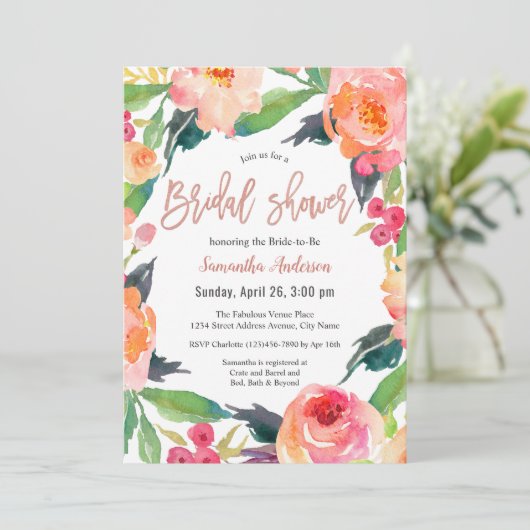 Levendige Waterverf Floral Vrijgezellenfeest Kaart (Staand voorkant)