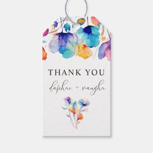 Levendige Waterverf Florals Gift Label Cadeaulabel (Voorkant)