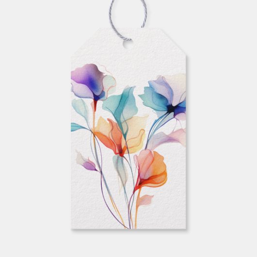 Levendige Waterverf Florals Gift Label Cadeaulabel (Achterkant)