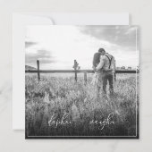 Levendige Waterverf Flowers & Foto Opslaan De Datu Save The Date (Achterkant)