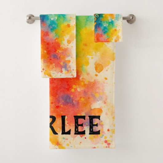 Levendige Waterverf Fluit Custom Bad Handdoek (Insitu)