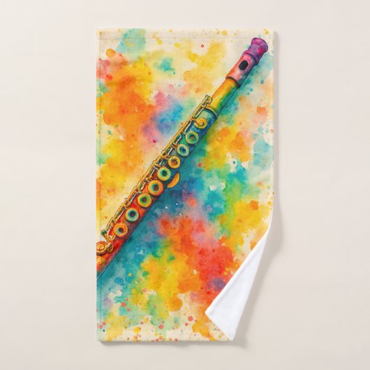 Levendige Waterverf Fluit Custom Bad Handdoek (Handdoek)