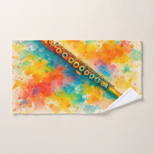 Levendige Waterverf Fluit Custom Bad Handdoek (Handdoek)