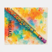 Levendige Waterverf Fluit Custom Fleece Deken (Voorkant (Horizontaal))