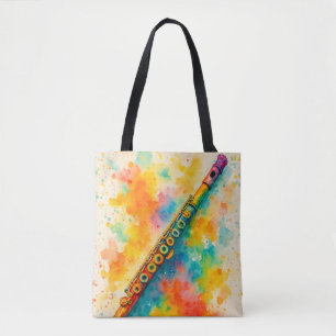 Levendige Waterverf Fluit Custom Tote Bag