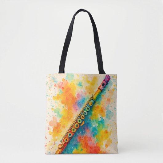 Levendige Waterverf Fluit Custom Tote Bag (Voorkant)