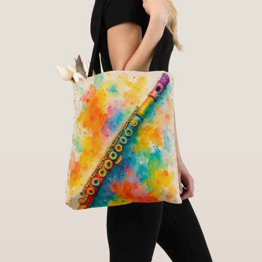 Levendige Waterverf Fluit Custom Tote Bag (Dichtbij)