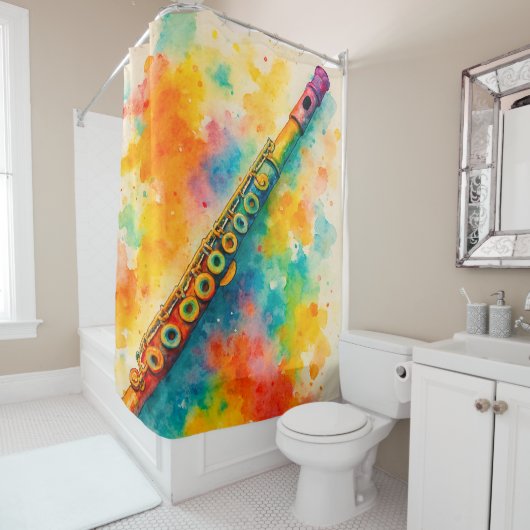 Levendige Waterverf fluit Douchegordijn (In situ)