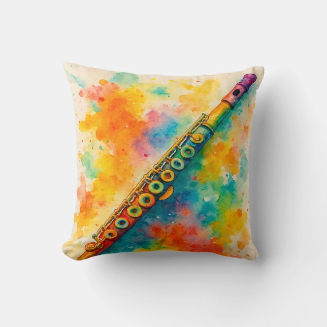 Levendige Waterverf fluit Kussen (Voorkant)