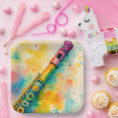 Levendige Waterverf fluit Papieren Bordje (Feest)