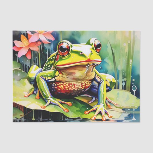 Levendige Waterverf Frog Tissuepapier (Voorkant)