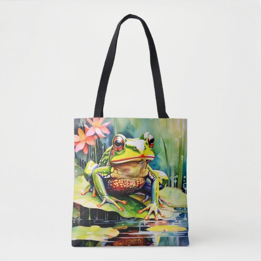 Levendige Waterverf Frog Tote Bag (Voorkant)