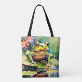 Levendige Waterverf Frog Tote Bag (Achterkant)