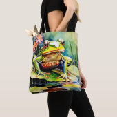 Levendige Waterverf Frog Tote Bag (Dichtbij)